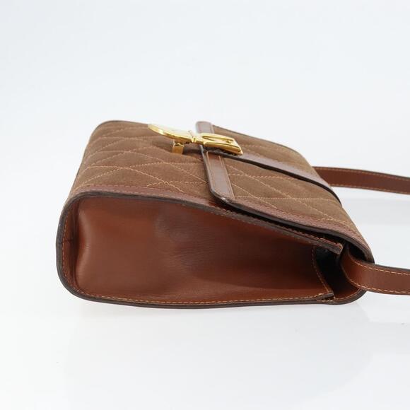 GUCCI Shoulder Bag Suede Leather Brown Gold - Picture 4 of 12